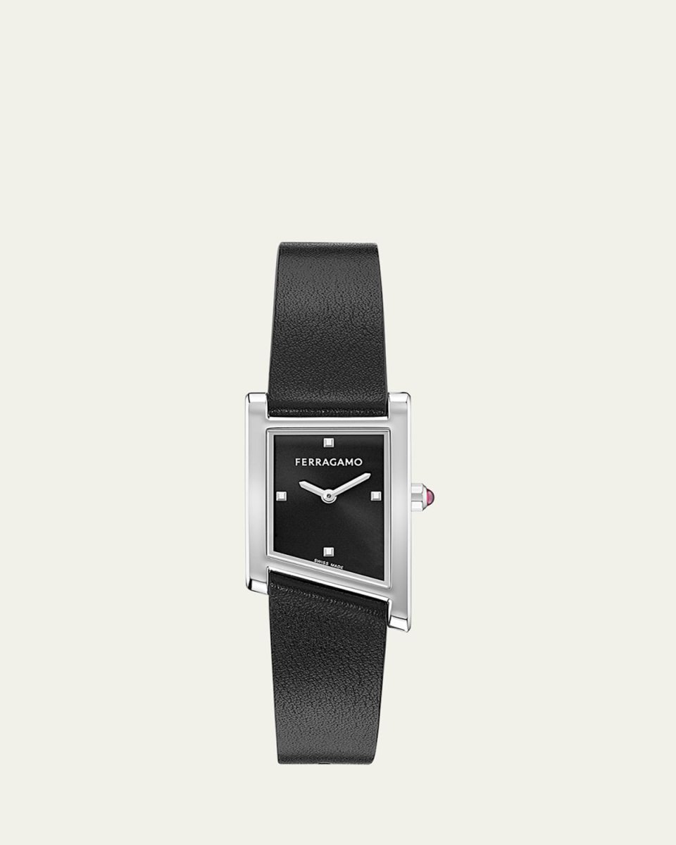 Ferragamo Asymetrique 22X36MM Stainless Steel Leather Watch